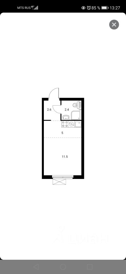 Продаю квартиру-студию 21.5м² 2-я Институтская ул., 6, Москва, ЮВАО, р-н Рязанский м. Окская - база ЦИАН, объявление 242635157
