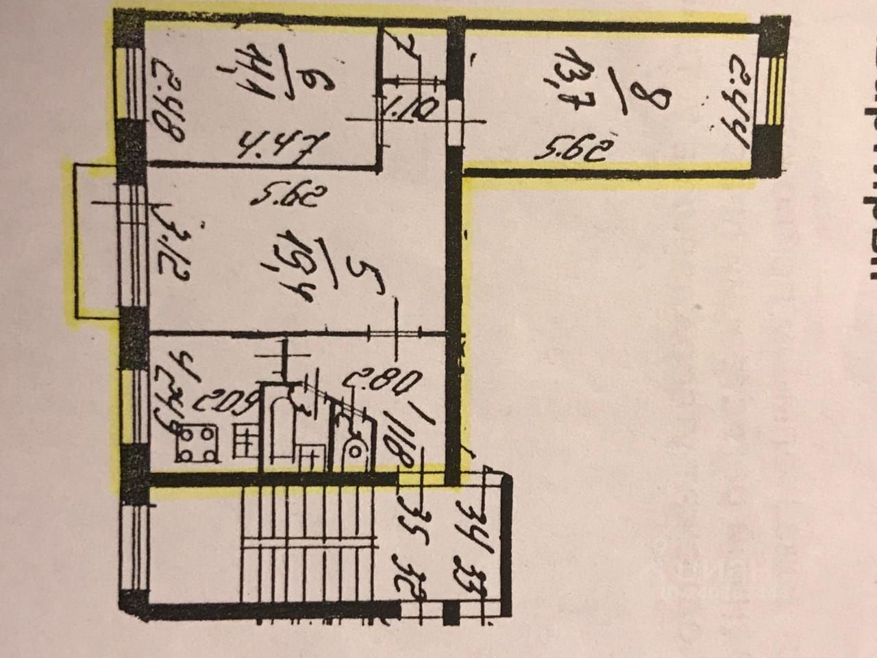 Продажа трехкомнатной квартиры 59.4м² ул. Ленсовета, 80, Санкт-Петербург, р-н Московский, Звёздное м. Московская - база ЦИАН, объявление 240487444