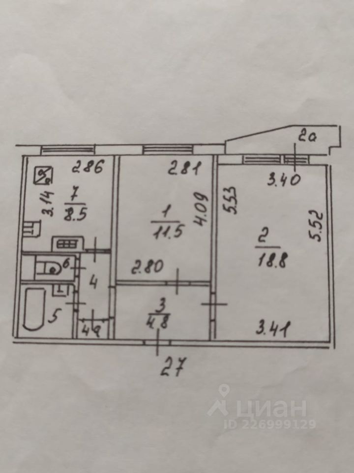Продажа двухкомнатной квартиры 50.4м² Олимпийский просп., 20, Москва, ЦАО, р-н Мещанский м. Проспект Мира - база ЦИАН, объявление 226999129