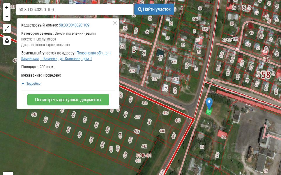 Кадастровая карта каменка пензенская область