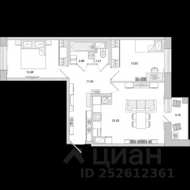 Продажа двухкомнатной квартиры 66.53м² Пулковское ш., 42к6, Санкт-Петербург, р-н Московский, Звёздное м. Звездная - база ЦИАН, объявление 252612361