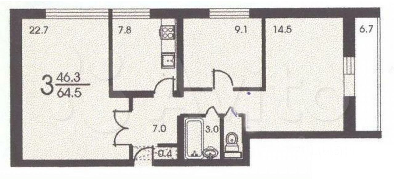 Ii68 планировка трешка. II-68 планировка трехкомнатной. II-68 планировка трехкомнатной квартиры. Ii68 планировка трешка с размерами.