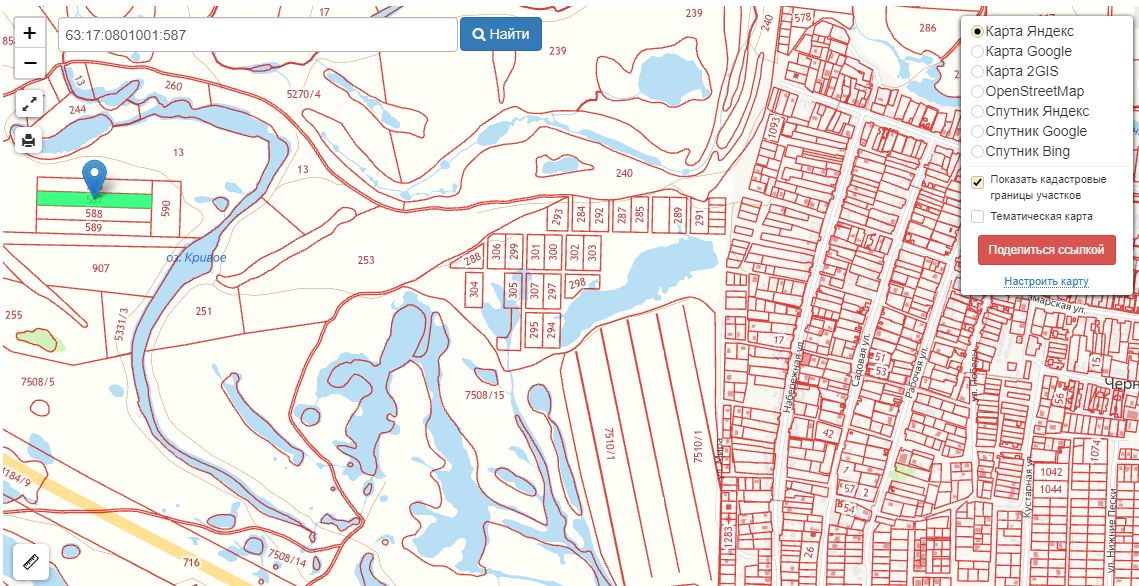 Кадастровая карта черноречье