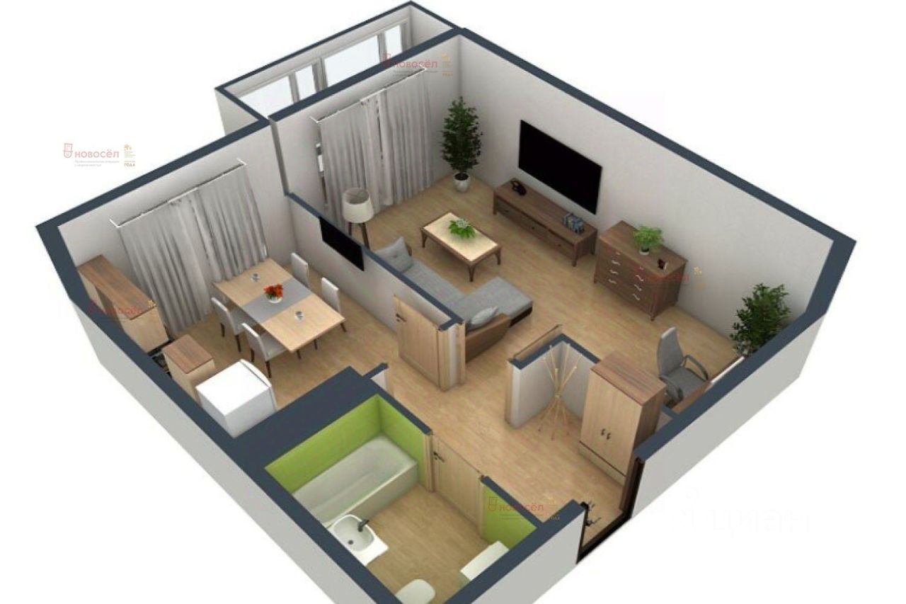 3d дизайн однокомнатной квартиры