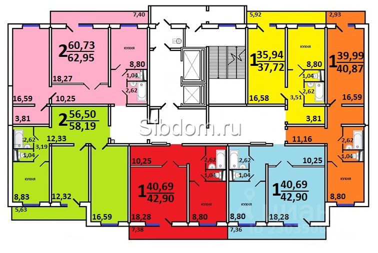 Купить двухкомнатную квартиру 61м² Норильская ул., 3А, Красноярск, Красноярский край, р-н Октябрьский - база ЦИАН, объявление 230350839