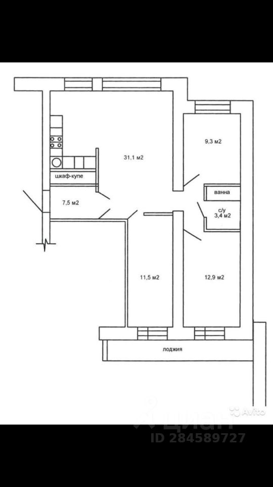 Продажа четырехкомнатной квартиры 75.7м² ул. Белинского, 179 ...