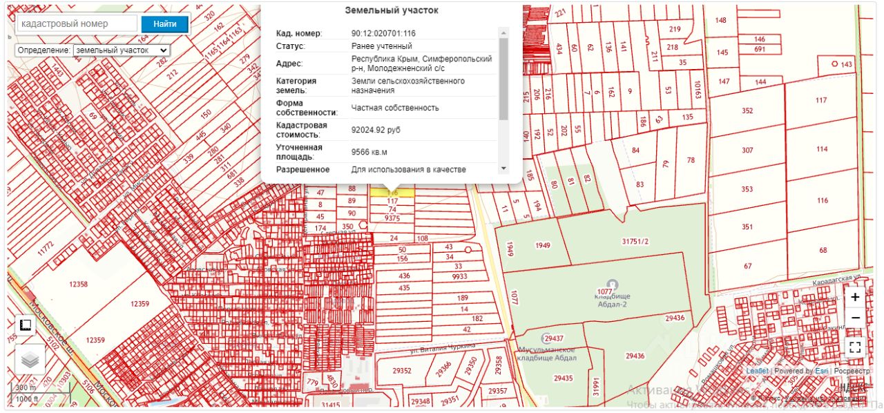 Публичная кадастровая карта крыма симферопольский район