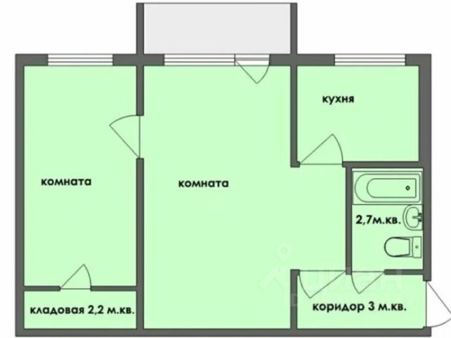 Планировка брежневки 2 комнаты угловая