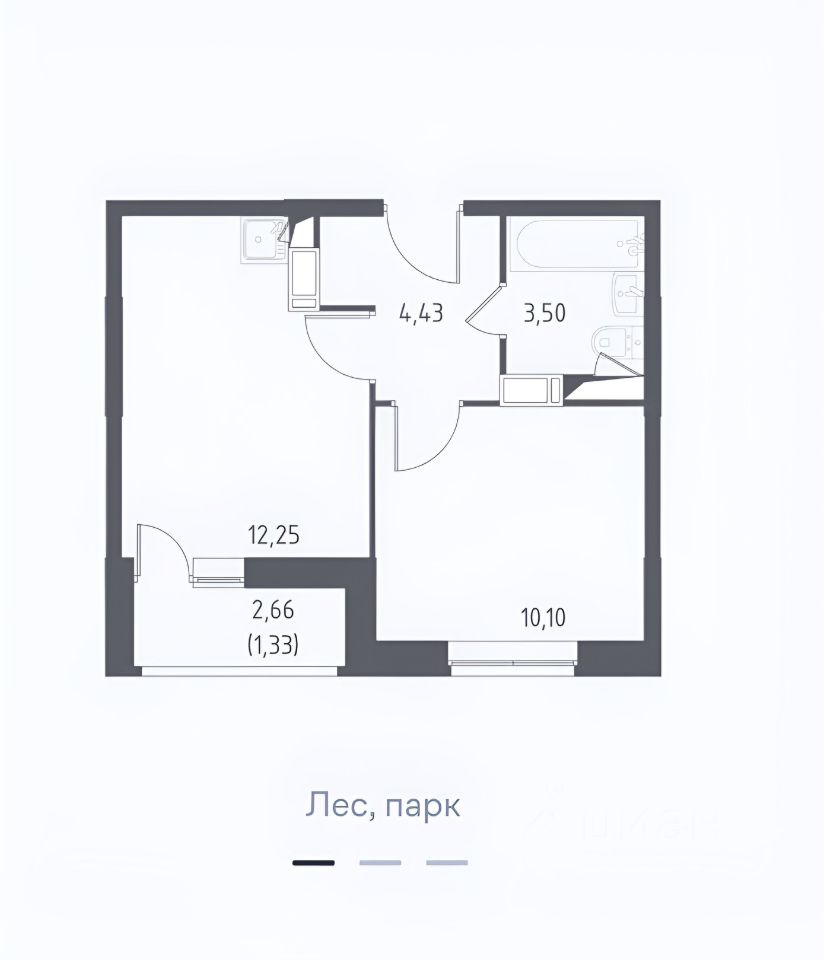 Продажа однокомнатной квартиры 32м² Московская область, Ленинский ...