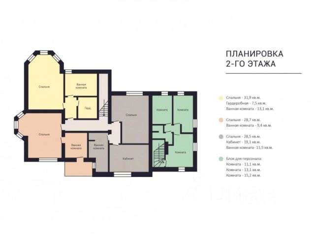 Планировка дома с кабинетом и гардеробной