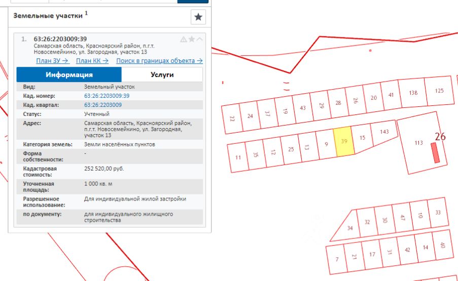 Кадастровая карта новосемейкино