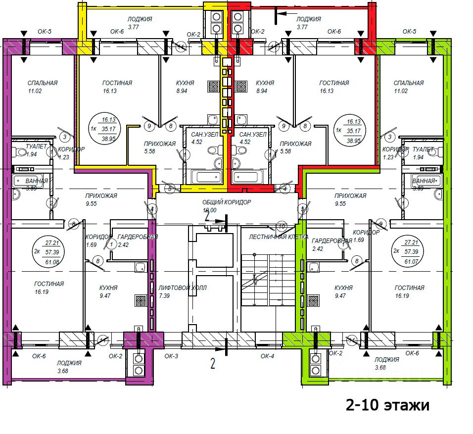 Купить двухкомнатную квартиру 61.4м² ул. Панфилова, Йошкар-Ола, Марий Эл респ. - база ЦИАН, объявление 227059419