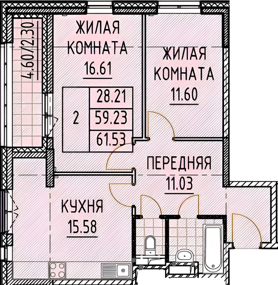 Планировка этой квартиры по данным Циан