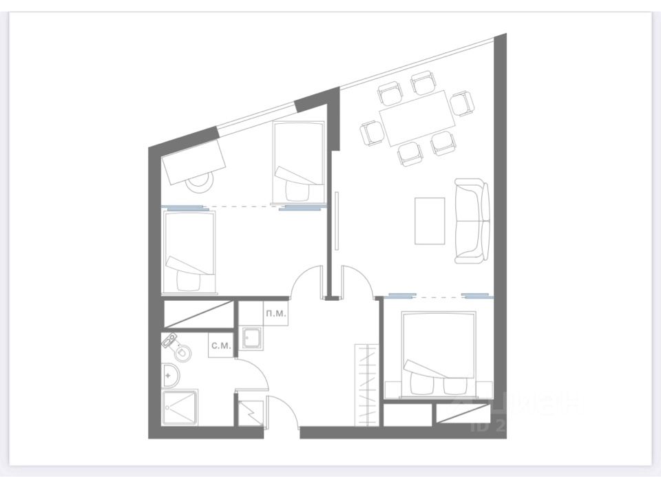 Продаю двухкомнатные апартаменты 54.5м² дор. Таможенная, 11к1с10, Санкт ...
