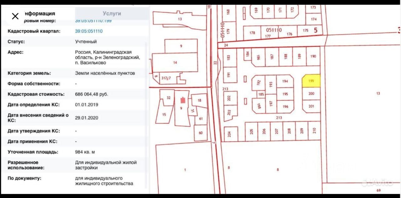 Васильково калининградская область карта