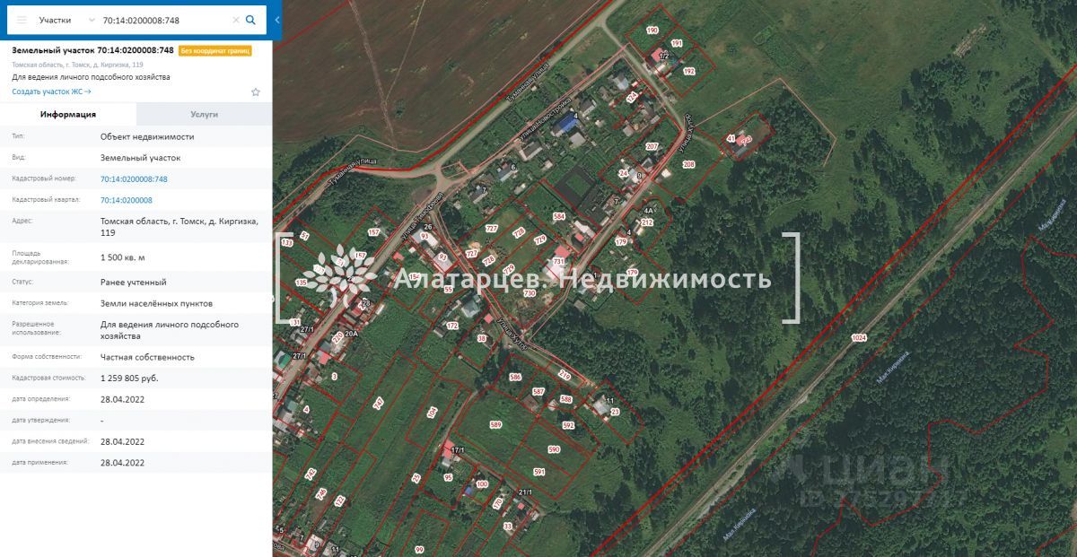 Кадастровая карта батурино томский район