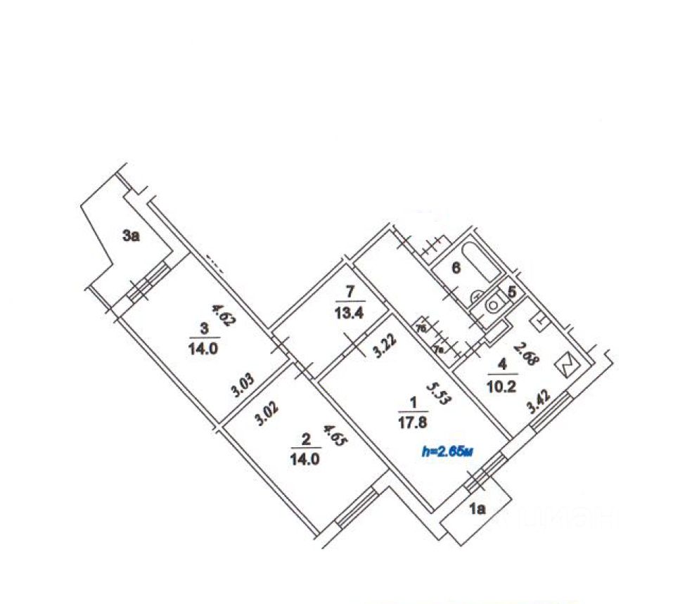 Купить трехкомнатную квартиру 77м² Волоцкой пер., 7К1, Москва, СЗАО, р ...