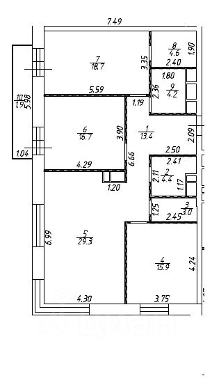Купить трехкомнатную квартиру 112.5м² ул. Вавилова, 4, Москва, ЮАО, р-н Донской м. Шаболовская - база ЦИАН, объявление 242777781