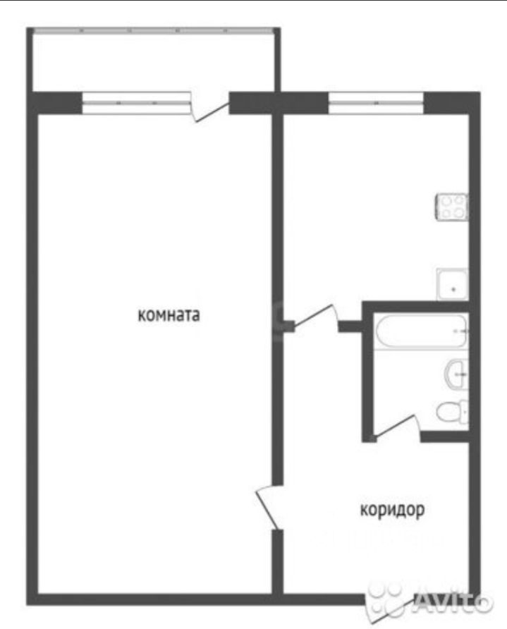 План брежневки 1 комнатной