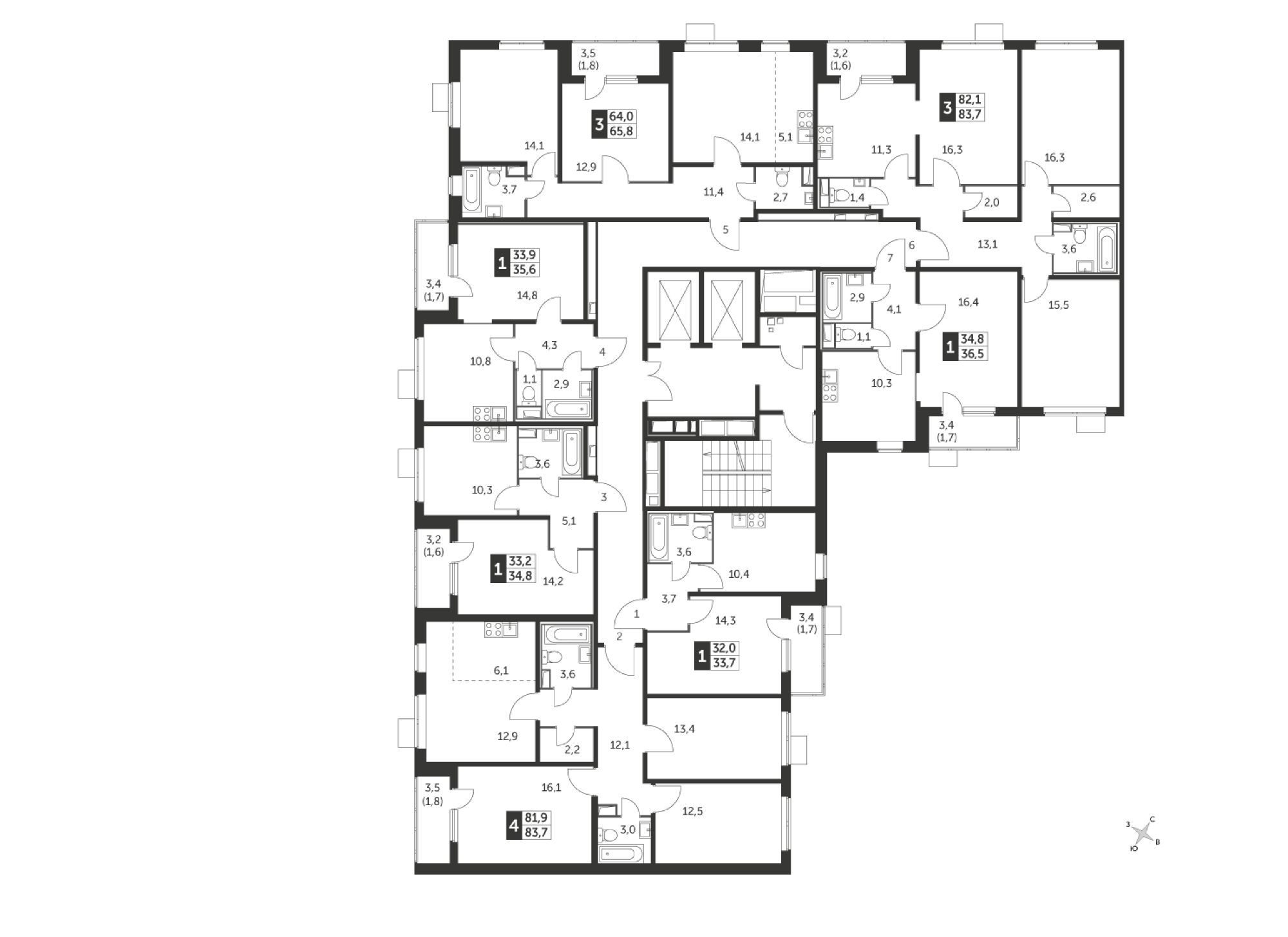 Продажа четырехкомнатной квартиры 83.7м² ул. Рождественская, 4, Люберцы ...