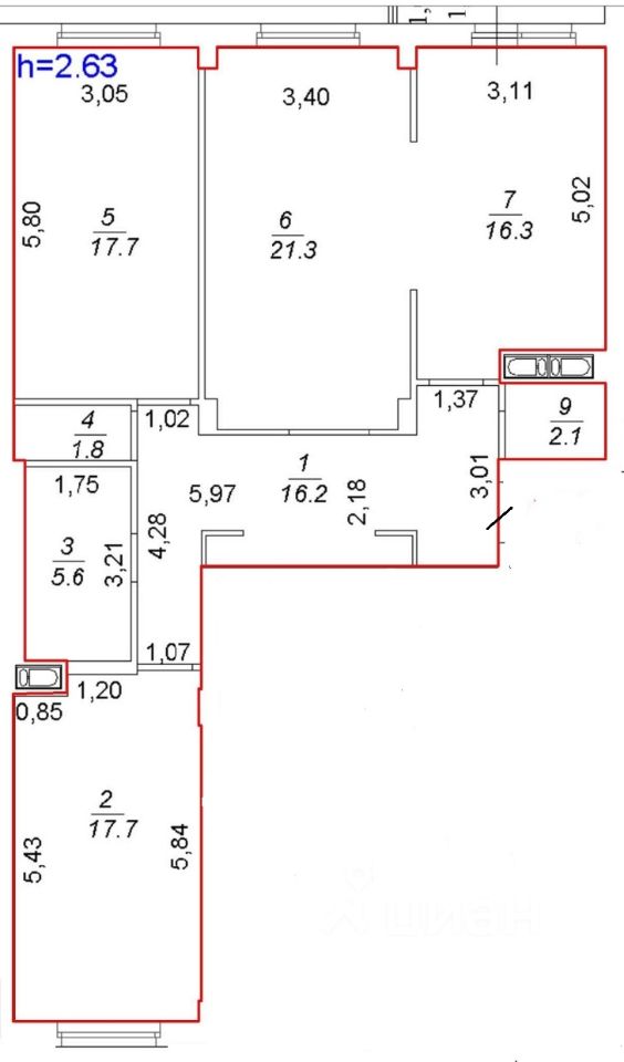 Продажа трехкомнатной квартиры 101.9м² Молодежная ул., 78, Химки, Московская область, мкр. Новые Химки м. Планерная - база ЦИАН, объявление 252365989