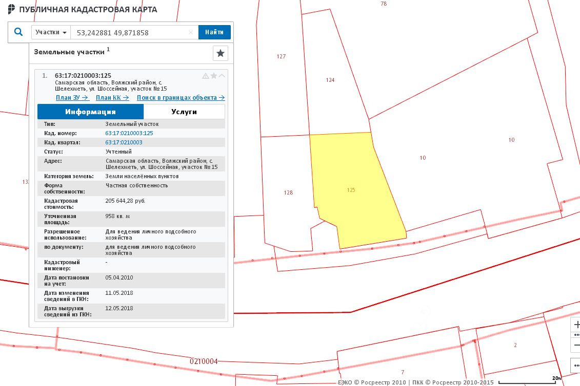 Публичная кадастровая карта самара самарская область