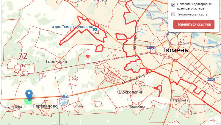 Кадастровая карта перевалово тюмень