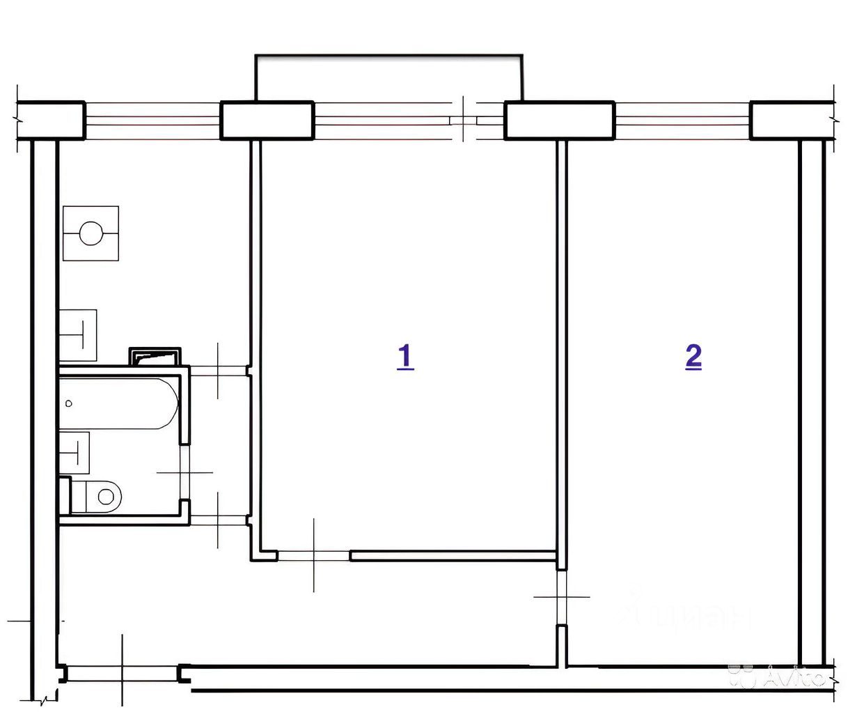 типичная планировка хрущевки 2 комнаты
