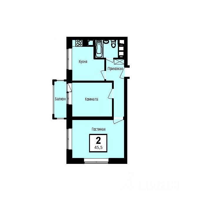 Купить двухкомнатную квартиру 45.5м² Московская область, Ленинский ...