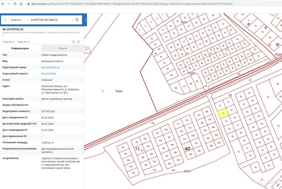 Публичная кадастровая карта калужской области малоярославецкий район