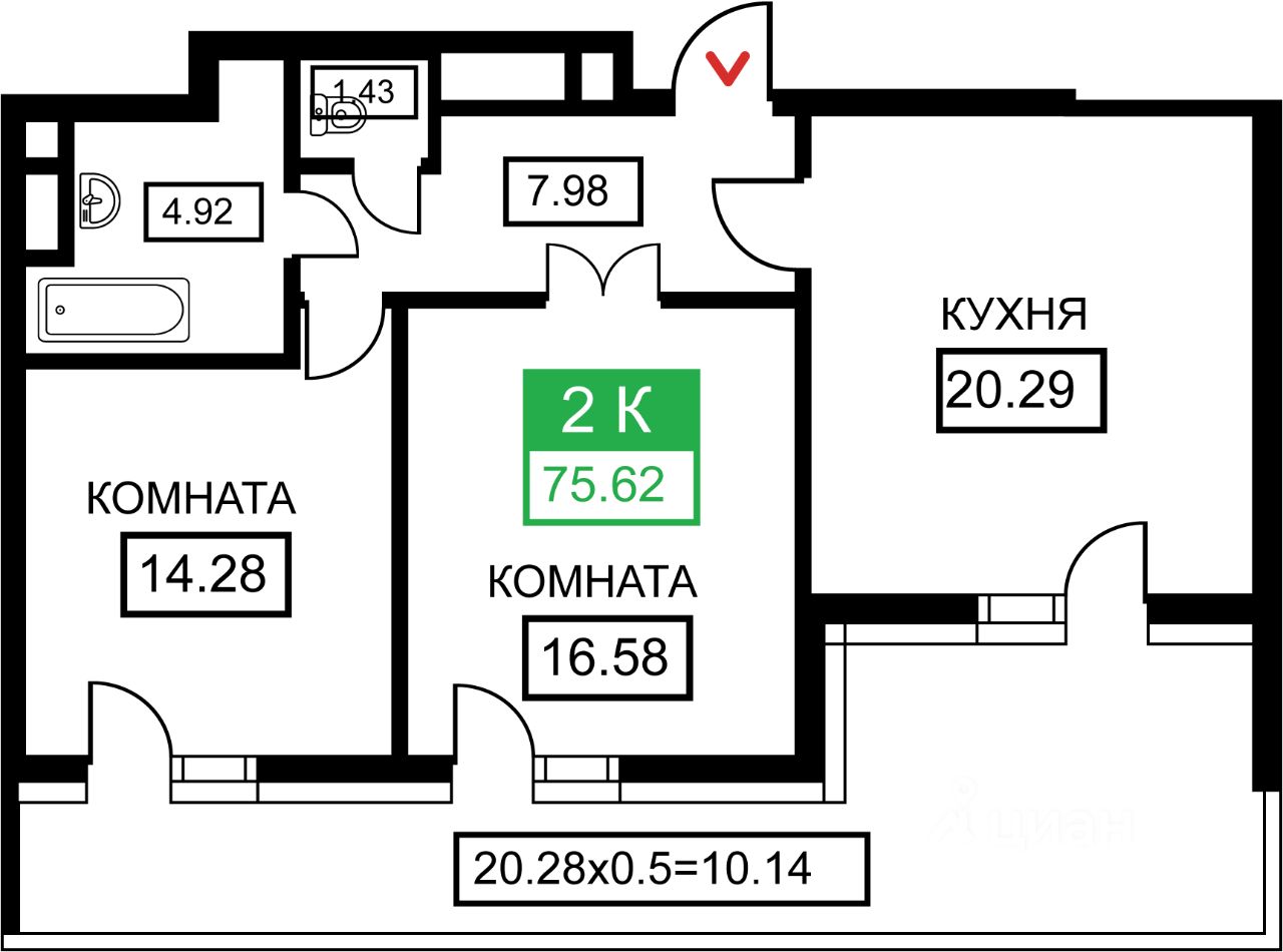 Аренда двухкомнатной квартиры 75м² ул. Бородинская, 156/2, Краснодар, Краснодарский край, Карасунский, мкр. Пашковский - база ЦИАН, объявление 240935569