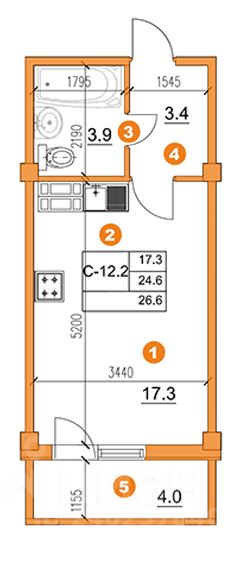 Продаю квартиру-студию 26.6м² Ленинградская область, Всеволожский район, Романовское с/пос, Романовка поселок, 33 - база ЦИАН, объявление 240257840