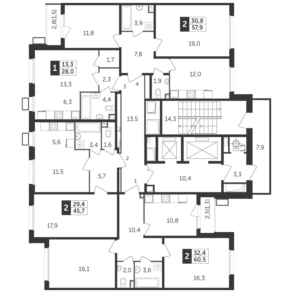Продажа двухкомнатной квартиры 60.3м² ул. Полковника Романова, 13 ...