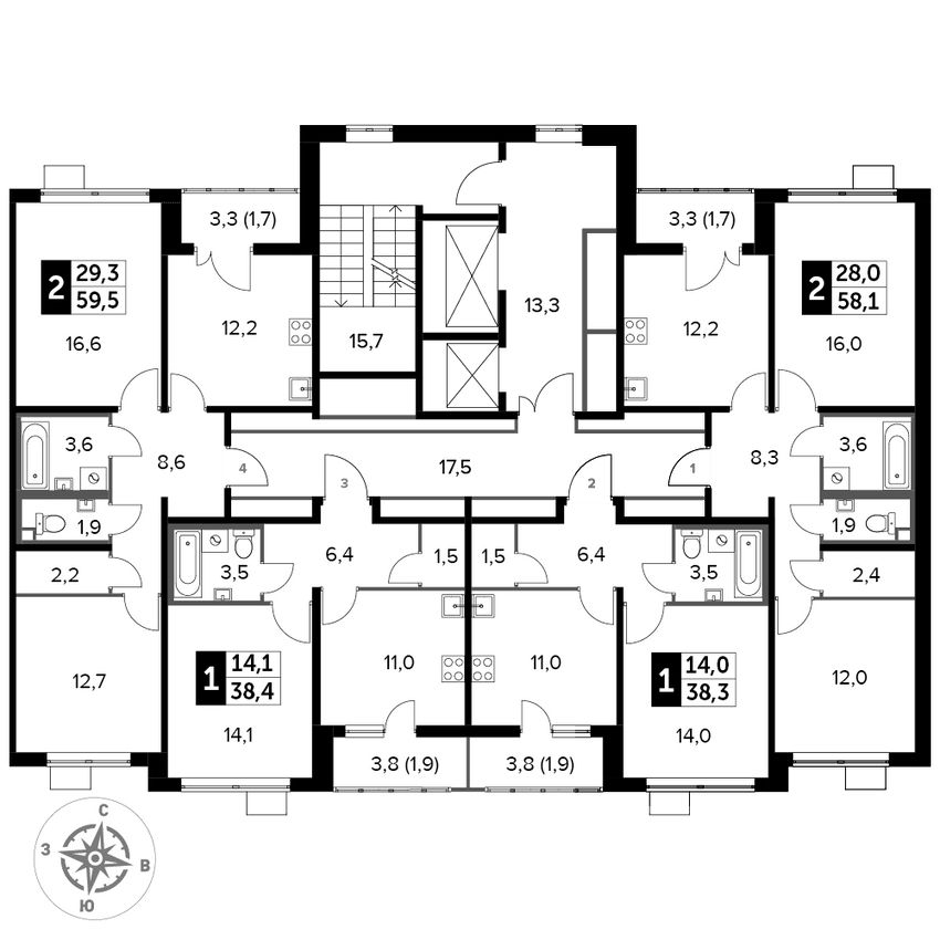 Продажа однокомнатной квартиры 38.3м² ул. Рождественская, 12, Люберцы ...