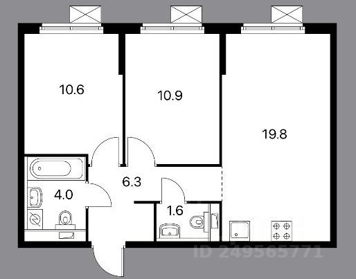 Продажа двухкомнатной квартиры 53.2м² ул. Архангельская, 4, Московская область, Красногорск городской округ, Ильинское-Усово поселок м. Тушинская - база ЦИАН, объявление 249565771