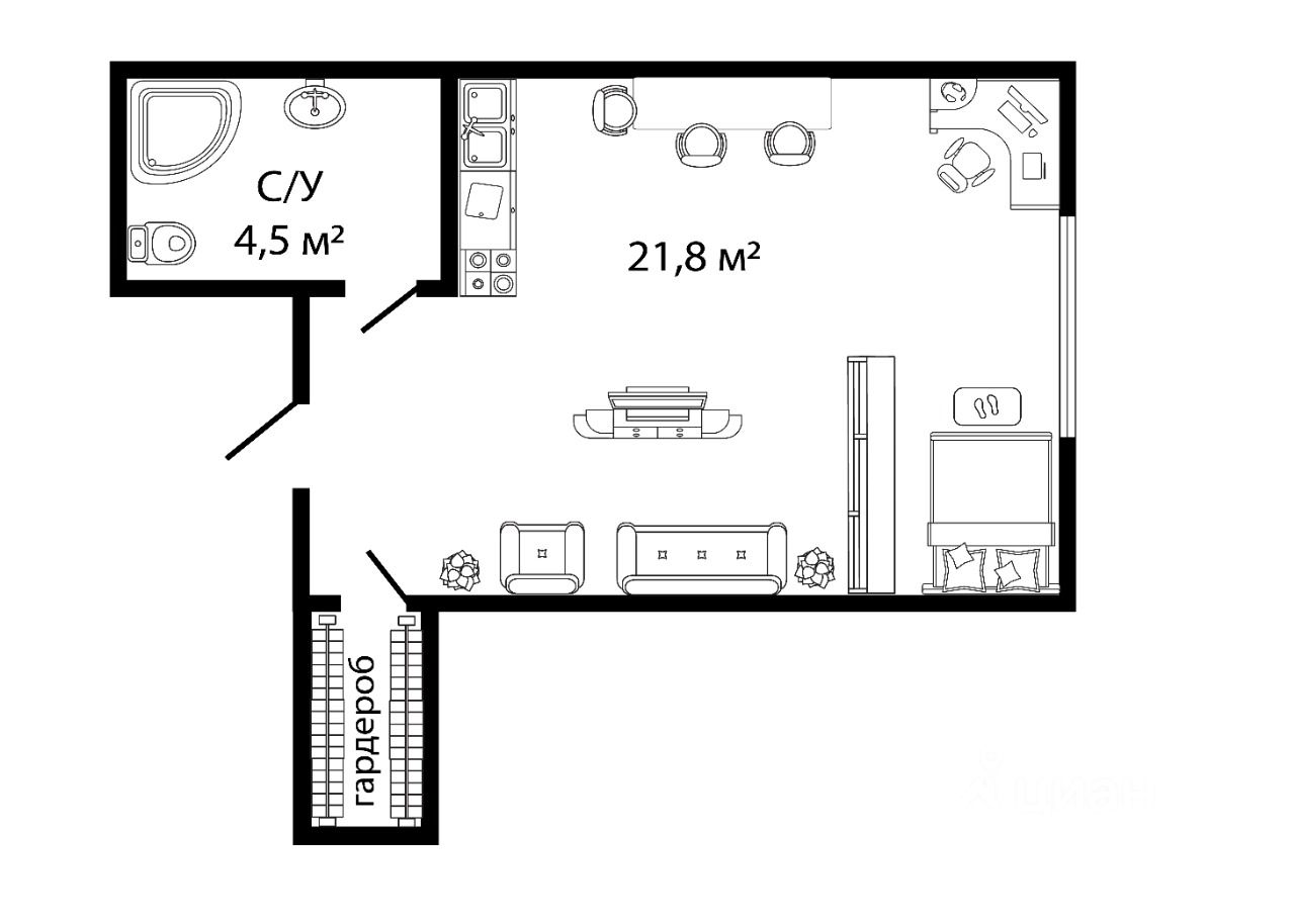 Продажа квартиры-студии 21.8м² Мартеновская ул., 7, Москва, ВАО, р-н Перово м. Новогиреево - база ЦИАН, объявление 253487782