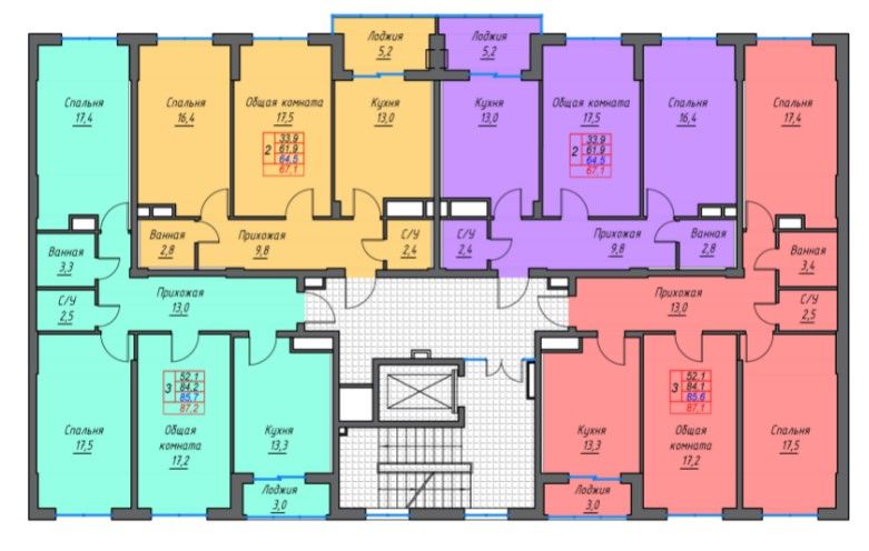 Планировки квартир ставрополь Купить трехкомнатную квартиру 87.8м² Шпаковская ул., 107Д, Ставрополь, Ставропол