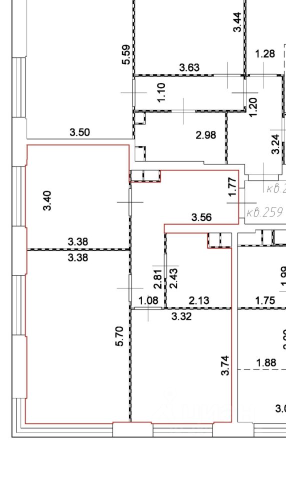 Продаю долю в квартире 57.3м² Амурская ул., 1Ак3, Москва, ВАО, р-н ...