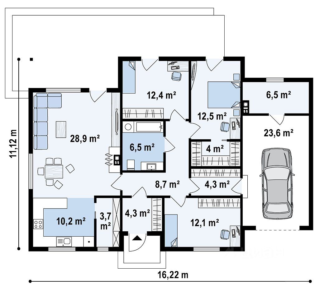 Каркасный дом с балконом 8,3х12,8 заказать по цене 2212500 руб. в г.Домодедово -