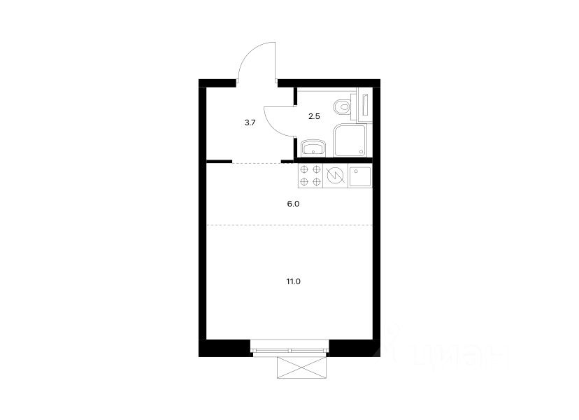 Купить квартиру-студию 23.2м² ул. Реутовская, 20, Балашиха, Московская ...