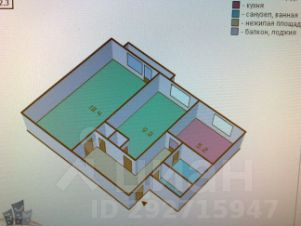 2-комн.кв., 47 м², этаж 3