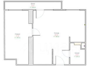 2-комн.кв., 52 м², этаж 10