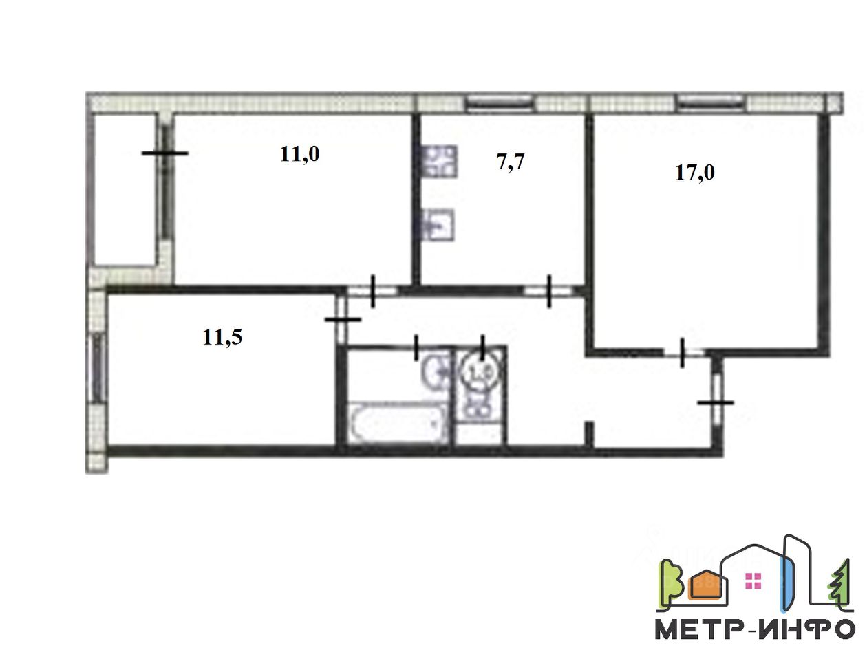 Продаю трехкомнатную квартиру 64м² Перовская ул., 33К1, Москва, ВАО, р ...