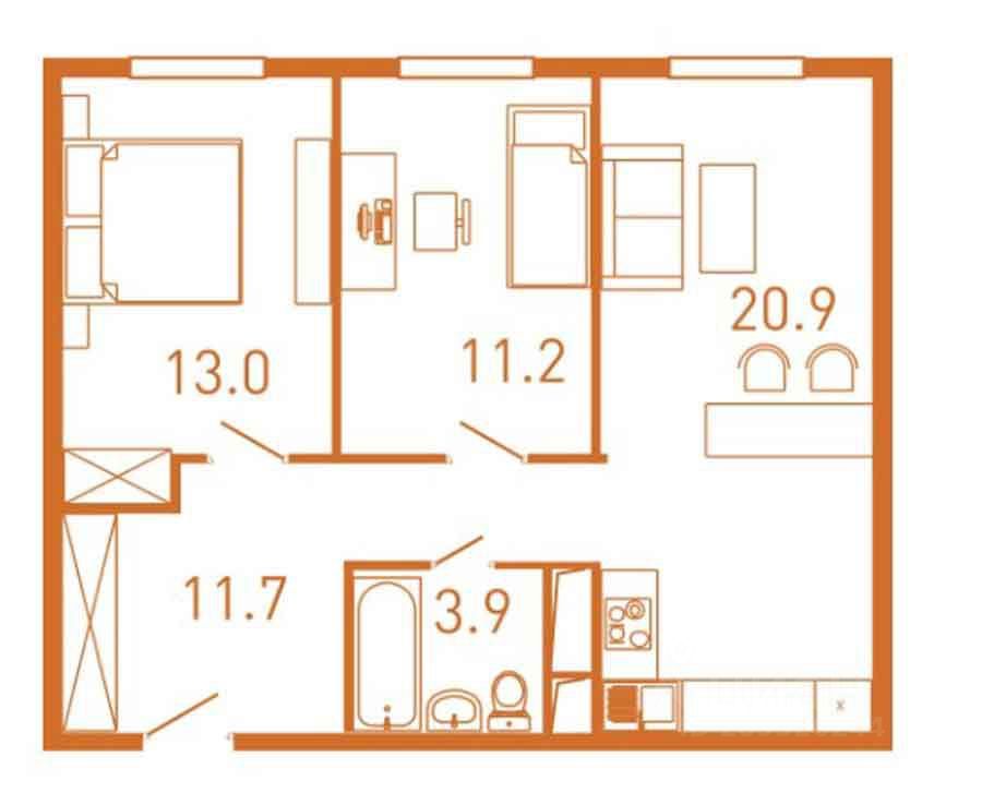 Купить двухкомнатную квартиру 63м² Вокзальная ул., 31А, Одинцово ...
