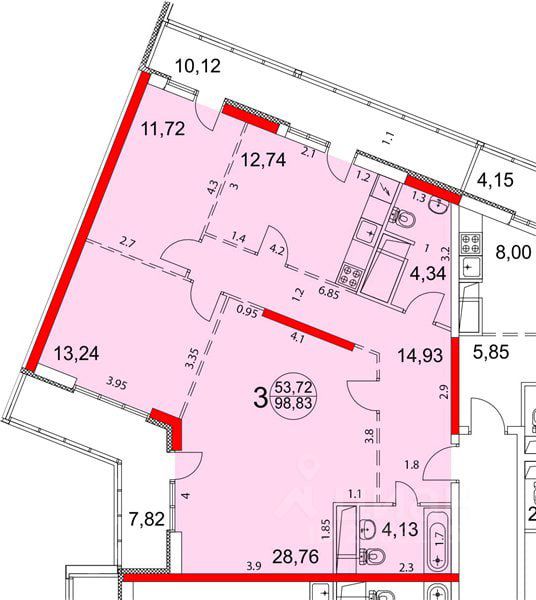 Продаю трехкомнатную квартиру 98.5м² Носовихинское ш., 43, Реутов ...