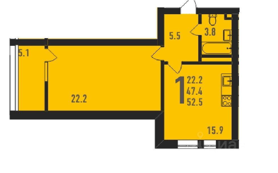 Купить однокомнатную квартиру 52.5м² Заводская ул., Ивантеевка ...