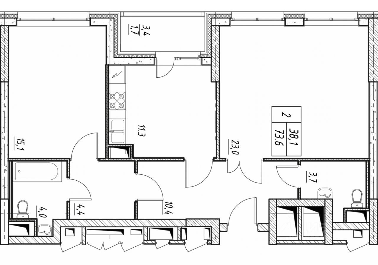 Продаю двухкомнатную квартиру 72.2м² Московская область, Котельники ...