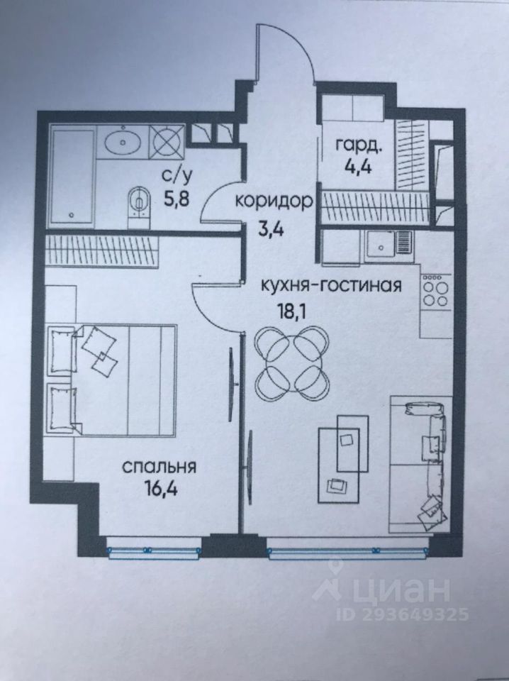 Продажа однокомнатной квартиры 48.1м² ул. Нижние Мневники, Москва, СЗАО ...