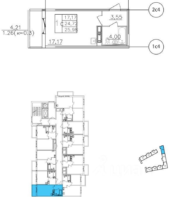 Продаю квартиру-студию 26м² просп. Старорусский, 9, Санкт-Петербург, р ...