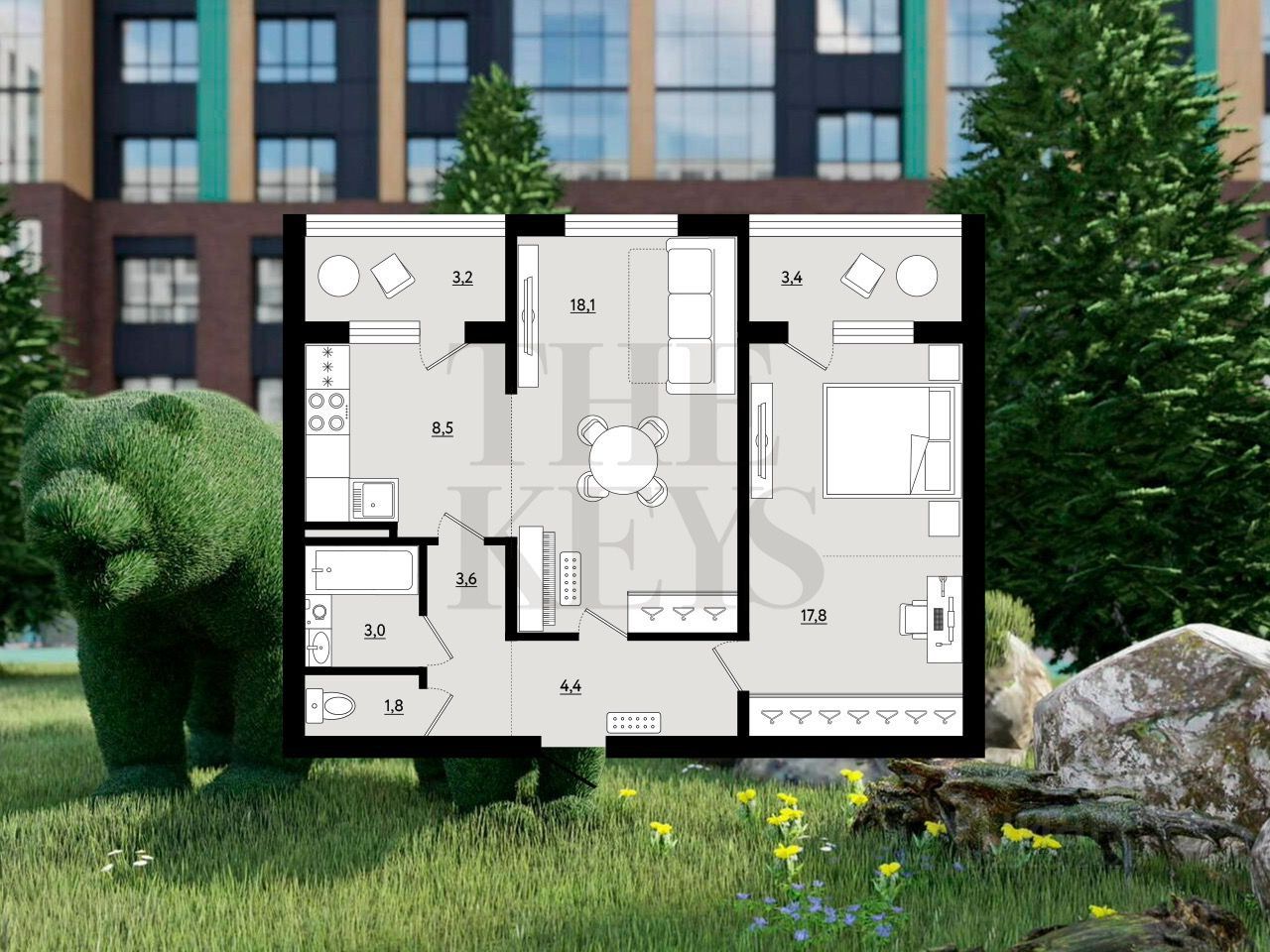 Продажа двухкомнатной квартиры 60.5м² Ленинградская область, Тосненский ...